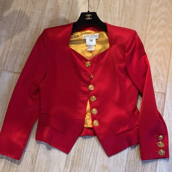 Yves Saint Laurent RARE Vintage YSL Jacket Blazer Gold Rose Flower